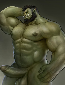 abs balls fangs genitals green_body green_skin humanoid_pointy_ears male muscular muscular_humanoid muscular_male nipples pecs penis pointy_ears solo teeth vein veiny_muscles veiny_penis ylnzei humanoid orc hi_res