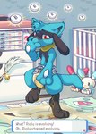 anthro bodily_fluids diaper genital_fluids hand_on_muzzle leaking leaking_diaper male nursery pokeball_diaper potty_dance solo unclean_diaper urine used_diaper watersports wet_diaper young basilchee nintendo pokemon generation_4_pokemon pokemon_(species) riolu hi_res