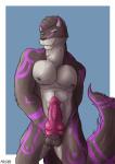 anthro balls erection frenum_ladder frenum_piercing genital_piercing genitals knot ladder_piercing male multi_genitalia multi_knot muscular muscular_anthro muscular_male nude penis penis_piercing piercing simple_background solo mtiggah canid canine canis mammal wolf absurd_res hi_res