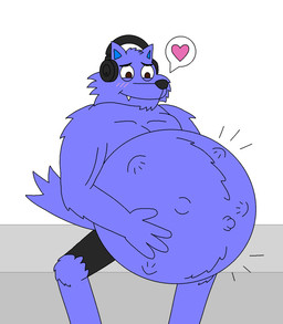 anthro belly big_belly brown_eyes electronics hand_on_belly happy headphones kick looking_at_belly looking_down male navel outie outie_navel periwinkle_fur pregnant pregnant_male solo supermariofann1 mayternity mayternity_2025 mythology supermariofanboy canid canine canis mammal mythological_canine mythological_creature werecanid werecanine werecreature werewolf wolf 2025 hi_res