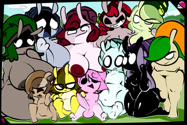 anthro big_breasts black_eyes breasts erection feet female flat_chested genitals group hair hair_over_eye hand_on_penis lineup male mature_female nude penis shadow_face shell text white_eyes thefablednekos spiral_stream_derby cocoa-bon crimson_clover gloomy_haven jerry_capshell lime_light_(thefablednekos) lucky_daze miss_mallow mossy_stone queen_majesty spiral_tapp tango_(thefablednekos) gastropod mollusk snail english_text hi_res