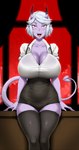 big_breasts breasts cleavage clothed clothing female horn huge_breasts legwear looking_at_viewer not_furry solo spade_tail tail thick_thighs thigh_highs wide_hips twrlare asian_mythology east_asian_mythology japanese_mythology mythology demon horned_humanoid humanoid oni yokai hi_res