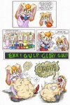 after_vore anthro belly big_belly burping cannibalism clothing dress female female_pred fur group huge_belly overweight same_size_vore sharp_teeth simple_background teeth text vore white_background yellow_body yellow_fur young killboo sega sonic_the_hedgehog_(series) cream_the_rabbit vanilla_the_rabbit lagomorph leporid mammal rabbit 2023 2:3 comic english_text hi_res