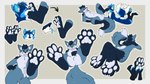 4_toes ambiguous_gender anthro blue_body blue_eyes blue_fur blue_pawpads blush bodily_fluids claws dipstick_tail duo featureless_crotch feet fingerless_(marking) foot_fetish foot_focus foot_lick foot_on_face foot_play fur green_eyes leg_markings licking looking_at_viewer markings multiple_poses nervous nervous_sweat orange_eyes pawpads paws pose socks_(marking) spread_legs spreading sweat tail tail_markings tail_motion tailwag toeless_(marking) toes tongue white_pawpads tegfox teg canid canine canis coyote fox mammal red_fox true_fox absurd_res hi_res sketch_page