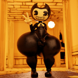 2_horns balls black_body black_skin bow_tie clothing detailed_background genitals gloves handwear horn huge_hips huge_thighs humanoid_genitalia hyper looking_at_viewer male not_furry penis smile solo thick_thighs toony white_bow_tie white_clothing white_gloves white_handwear wide_hips darkspite bendy_and_the_ink_machine bendy_the_dancing_demon demon 1:1 3d_(artwork) digital_media_(artwork) hi_res
