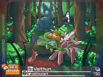 ambiguous_gender anthro being_watched blush camera_hud exhibitionism female feral forest from_behind_position gangbang genitals group group_sex handjob looking_at_another male male/female male/male outside penile penis plant pollination sex tree vaithun new_pokemon_snap nintendo pokemon pokemon_snap prof_blanc's_sex_safari butterfree combee generation_1_pokemon generation_2_pokemon generation_3_pokemon generation_4_pokemon generation_5_pokemon generation_7_pokemon heracross lilligant lurantis metapod pokemon_(species) wurmple 4:3 absurd_res hi_res