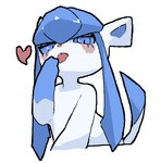 ambiguous_gender feral heart_symbol looking_at_viewer simple_background solo tongue tongue_out white_background podo nintendo pokemon eeveelution generation_4_pokemon glaceon pokemon_(species)