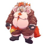 anthro belly big_belly bottomwear clothing humanoid_hands kemono male moobs nipples overweight overweight_male pants simple_background solo white_background suishou0602 anothereidos_of_dragon_vein_r chabeau canid canine canis domestic_dog mammal 2024 hi_res