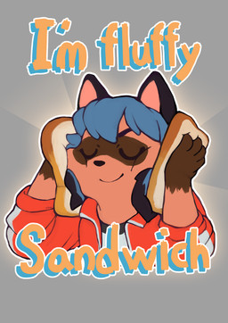 anthro black_body black_hair black_nose blue_body blue_fur blue_hair bread brown_body brown_fur clothed clothing eyes_closed female female_anthro food fur hair jacket multicolored_hair smile solo text topwear color_fox brand_new_animal idiot_sandwich studio_trigger michiru_kagemori canid canine mammal raccoon_dog tanuki 2020 absurd_res english_text hi_res meme