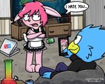 anthro blush bong clothed clothing crossdressing drugs duo electronics femboy fur game_console hair male phone uniform young young_anthro pokefound da_silva nintendo nintendo_switch klace_(pokefound) sonny_boop avian bird lagomorph leporid mammal rabbit 5:4 andromorph_(lore)