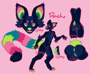 andromorph anthro anus biped black_body claws digitigrade fur genitals green_eyes green_vulva heart_(marking) intersex markings multicolored_ears multicolored_tail multicolored_vulva ring_(marking) ringed_tail simple_background solo striped_markings striped_tail stripes tail tail_markings two_tone_vulva vulva boypretties mammal absurd_res archived_source hi_res model_sheet trans_(lore) trans_man_(lore)
