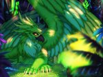 ambiguous_gender beak feral forest fur jungle plant smile solo tree wings kiliankuro mythology avian gryphon mythological_avian mythological_creature digital_media_(artwork)