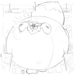 air_inflation belly big_belly big_tail blush blush_lines blushing_profusely close_to_bursting create factory hose hose_inflation huge_belly huge_tail hyper hyper_belly hyper_inflation hyper_tail immobile inflation lamp motion_lines tail taped_mouth buoyantbliss buoyantbliss_(character) 1:1 2023 absurd_res hi_res sketch