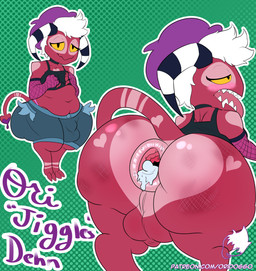 anthro anus armwear beret big_anus big_butt blush blushing_profusely bodily_fluids bottomwear butt butt_focus clothing crop_top cum cum_drip cum_in_ass cum_inside denim denim_bottomwear denim_clothing denim_shorts digitigrade dripping fishnet_armwear fishnet_clothing gaping gaping_anus genital_fluids genitals hair hat headgear headwear hooves huge_anus huge_butt huge_thighs looking_at_viewer looking_back male markings penis presenting presenting_hindquarters shirt shocked shorts slightly_chubby slightly_chubby_anthro slightly_chubby_male spank_marks surprised thick_thighs topwear white_hair wide_hips conditional_dnp ori-doggo hellaverse imp absurd_res hi_res
