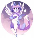 2019 anthro digital_media_(artwork) dvixie feathered_wings feathers female horn hybrid mammal smile solo wings
