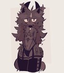 ambiguous_gender anthro bell bell_collar blush brown_body brown_fur clothed clothing collar female fur hair horn intersex intersex/female long_hair looking_at_viewer markings partially_clothed solo tail squawq onyx_(squawq) absurd_res hi_res