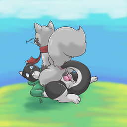2_penises anal anal_penetration animal_genitalia animal_penis animal_vulva anthro anthro_on_feral anthro_penetrating anthro_penetrating_feral awoo bestiality biped black_body blue_eyes blue_sky bottomless canine_genitalia canine_vulva cloacal_penis clothed clothing crossgender double_penetration duo female female_on_top female_penetrated feral feral_penetrated fur genital_slit genitals grass grey_body grey_fur hemipenes looking_at_another male male/female male_on_bottom male_penetrating male_penetrating_female mostly_nude multi_genitalia multi_penis multicolored_body nude on_bottom on_top outside paired_penetration penetrating_with_multiple penetration penile penile_penetration penis plant quadruped raised_tail rear_view scarf scarf_only sex sky sweater sweater_only tail tail_fetish tail_in_ass tail_insertion tail_play tail_sex tapering_penis text topwear topwear_only two_tone_body vaginal vaginal_penetration vulva white_body aztepyeen nintendo pokemon aztep_(aztepyeen) fan_character topi_(topicoatl) canid canine generation_3_pokemon kobold mammal pokemon_(species) poochyena scalie 1:1 2021