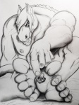 anthro crush dominant duo larger_male macro male micro muscular punishment size_difference squish micronaut barefoot_stallion equid equine horse mammal 3:4 traditional_media_(artwork)