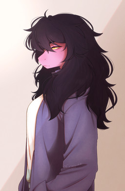 black_eyebrows black_hair breasts clothing eyebrows eyelashes female freckles hair hand_in_pocket jacket light light_beam looking_forward pink_body pockets pupils purple_clothing purple_jacket purple_topwear shirt side_view slit_pupils solo sparkles topwear white_clothing white_shirt white_topwear yellow_eyes yellow_sclera cryy_xx deltarune undertale_(series) susie_(deltarune) reptile scalie absurd_res half-length_portrait hi_res portrait