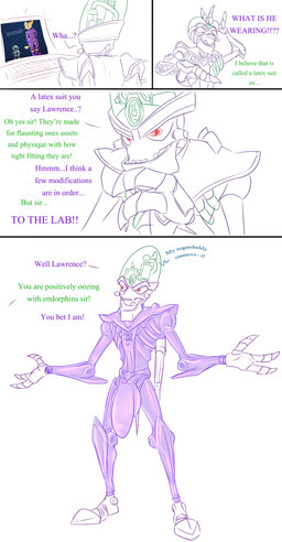 anthro armor balls big_balls big_bulge big_penis bulge clothed clothing computer detailed_bulge dialogue dramatic_pose electronics genitals gesture hand_gesture holding_chin huge_balls huge_bulge huge_penis hyper hyper_balls hyper_bulge hyper_genitalia hyper_penis laptop latex latex_clothing latex_skinsuit machine male penis plotting pointing presenting revealing_outfit rubbing_chin scheme shocked skimpy skinsuit solo spread_arms spread_legs spreading surprised text tight_bulges tight_clothing unconvincing_armor avoid_posting conditional_dnp heddy samagthrav2 ratchet_and_clank sony_corporation sony_interactive_entertainment clank_(ratchet_and_clank) dr._nefarious lawrence_(ratchet_and_clank) ratchet_(ratchet_and_clank) lombax mammal robot absurd_res comic english_text hi_res