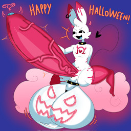 anthro balls big_balls big_penis collar genitals glans heart_symbol holidays huge_balls huge_penis humanoid_genitalia humanoid_penis male omega_symbol penis red_penis solo spade_tail tail text vein veiny_penis white_body white_eyes lokbunny17 halloween lok_bunny demon lagomorph leporid mammal rabbit 1:1 english_text hi_res