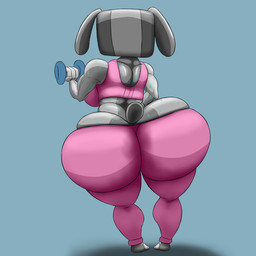 anthro big_breasts big_butt bodily_fluids bottomwear bra breasts butt clothed clothing crop_top dumbbell exercise female huge_butt muscular muscular_female pants pink_bottomwear pink_clothing pink_topwear rear_view shirt solo sports_bra sweat thick_thighs tight_bottomwear tight_clothing tight_pants topwear underwear weightlifting weights wide_hips workout yoga_pants tracer_painter nintendo nintendo_switch switch_dog canid canine mammal 1:1 hi_res
