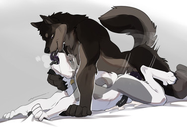 ahegao anal anal_orgasm anal_penetration animal_genitalia animal_penis anthro anthro_on_anthro anthro_penetrated anthro_penetrating anthro_penetrating_anthro balls black_body black_fur black_tongue blush bodily_fluids canine_genitalia canine_penis claws cum cum_inside cum_while_penetrated deep_kiss digitigrade duo ejaculation erection extreme_french_kiss french_kissing fucked_silly fur genital_fluids genitals grabbing_sheets grey_body grey_fur hands-free kissing kissing_while_penetrated kissing_while_penetrating knot long_tongue looking_pleasured male male/male male_anthro male_penetrated male_penetrating male_penetrating_male neck_grab nude orgasm penetration penis pounding_ass purple_penis saliva sex sheath simple_background size_difference tail thrust_lines thrusting tongue tongue_out white_body white_fur drmax mythology kaiseka karbon_(character) canid canine canis domestic_dog mammal mythological_canine mythological_creature shiba_inu spitz werecanid werecanine werecreature werewolf wolf absurd_res digital_media_(artwork) hi_res