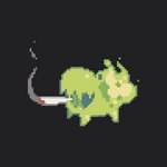 ambiguous_gender black_background drugs eyeless feral green_body marijuana simple_background smile smoke smoking solo serarokusu mario_smoking_weed nuclear_throne ralsei_smoking_blunt horror_(nuclear_throne) 1:1 digital_media_(artwork) meme pixel_(artwork)