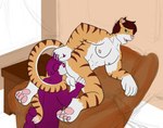 anal anthro balls duo fur genitals kneeling looking_back male male/male male_rimming_male muscular nipples open_mouth open_smile oral pawpads rimming sex smile tail ironivy felid mammal pantherine tiger 2018