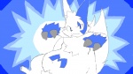 ambiguous_gender blue_body blue_eyes blue_fur blue_markings fur markings slightly_chubby solo tail white_body white_fur kogamaru nintendo pokemon generation_3_pokemon pokemon_(species) shiny_pokemon zangoose 16:9 widescreen