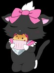 accessory anthro black_body black_fur blush bow_(feature) bow_accessory bow_ribbon centered_hair_bow eating eating_food female food fur hair_accessory hair_bow hair_ribbon muffin pink_bow ribbons semi-anthro solo white_body white_fur masterlinkx jewelpet sanrio sega sega_fave diana_(jewelpet) domestic_cat felid feline felis mammal munchkin_cat alpha_channel hi_res