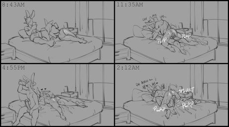 4_panel_comic after_sex ambiguous_penetration anthro anthro_on_anthro anthro_penetrated anthro_penetrating anthro_penetrating_anthro ball_slap balls bed big_penis biped black_border bodily_fluids border clothing contact_onomatopoeia cum cum_inside detailed_background duo electronics erection female female_penetrated furniture genital_fluids genitals heart_symbol heavy_thrusting holding_object holding_phone hours_later impact_onomatopoeia long_orgasm long_penis lying male male/female male_penetrating male_penetrating_female multiple_orgasms nude on_back on_bed onomatopoeia orgasm penetration penile penile_penetration penis phone plap repeated_text sex sex_after_cumming slap sound_effects still_erect text thrust_lines thrusting time time_lapse time_skip two_row_layout sincrescent jig_(jigrasmut) lagomorph leporid mammal rabbit 2023 comic hi_res monochrome