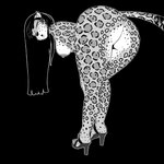 alternate_species anthro bent_over big_breasts big_butt black_hair breasts butt clothing ear_piercing female footwear fur hair high_heels huge_butt long_hair looking_at_viewer looking_back markings nipples nude piercing presenting presenting_hindquarters screentone shoes simple_background solo spots tail thick_thighs wide_hips callmewritefag dreamworks the_road_to_el_dorado chel felid jaguar mammal pantherine 1:1 2024 black_and_white digital_drawing_(artwork) digital_media_(artwork) hi_res monochrome