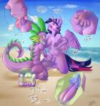 anthro anthro_on_anthro anthrofied anus balls beach bodily_fluids breasts breath cum detailed_background dialogue dragon duo english_text equid equine erection feathered_wings feathers female fingering friendship_is_magic fur genital_fluids genitals hair hasbro hellticket hi_res horn interspecies male mammal multicolored_hair my_little_pony mythological_creature mythological_equine mythological_scalie mythology navel nipples nude outside penis pseudo_incest_(lore) purple_body purple_fur purple_hair pussy sand scalie sea seaside sex sex_on_the_beach sky spike_(mlp) spikes tail text tongue twilight_sparkle_(mlp) two_tone_hair vaginal_fluids water winged_unicorn wings