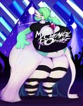 breasts cleavage clothed clothing female green_hair group hair hand_on_hip obese overweight overweight_female solo_focus thick_thighs white_body thelunarmoon nintendo pokemon gardevoir generation_3_pokemon pokemon_(species) absurd_res hi_res