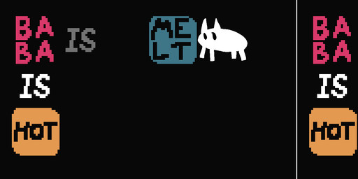 3_panel_comic ambiguous_gender animated_gif cartoon_physics feral gameplay_mechanics malleable_body melting melting_body solo text thicc-feline baba_is_you baba absurd_res animated animated_comic comic english_text hi_res long_image short_playtime subtle_animation wide_image