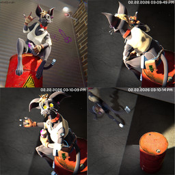 anthro barrel big_breasts breasts camera can container female gate graffiti looking_at_viewer machine pose running security security_camera shocked solo spray_can structure surprised tail wall_(structure) mess_maker sladdoska_(modeler) hi-fi_rush microsoft tango_gameworks 808_(hi-fi_rush) domestic_cat felid feline felis mammal robot 1:1 3d_(artwork) comic digital_media_(artwork) hi_res