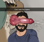 anatomically_correct anatomically_correct_genitalia anatomically_correct_penis animal_genitalia animal_penis anthro balls beard big_knot big_penis bodily_fluids canine_genitalia canine_penis claws duo erection faceless_character faceless_male facial_hair genital_fluids genitals human_on_anthro interspecies knot male male/male male_on_anthro male_on_human penis penis_covering_eyes penis_on_face penis_on_head precum selfie smile text these_aren't_my_glasses vein veiny_penis sepulte can't_see_the_haters reyes_(sepulte) canid canine canis human mammal wolf english_text meme