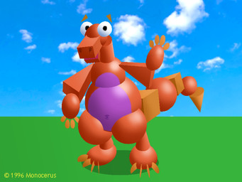 anthro belly cloud cone cube gesture looking_at_viewer male navel open_mouth outside purple_belly red_body snout solo sphere tail waving monocerus mythology dragon mythological_creature mythological_scalie scalie 4:3 absurd_res hi_res