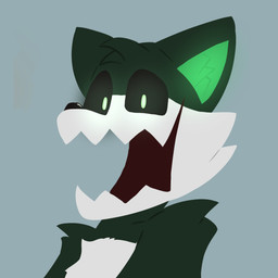anthro black_nose black_sclera ears_up fur glowing glowing_ears glowing_eyes green_body green_eyes green_fur male open_mouth smile solo white_body white_fur pipollo nick_(pipollo) domestic_cat felid feline felis mammal 1:1 hi_res