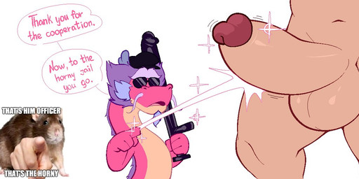 anthro balls big_penis dialogue dildo erection eyewear genitals group humor interrobang male penis sex_toy sunglasses text bobthetanuki mythology wish_dragon long_(wish_dragon) dragon human mammal murid murine mythological_creature mythological_scalie rat rodent scalie english_text