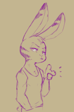 anthro clothed clothing fur half-closed_eyes male narrowed_eyes pose simple_background solo striped_body striped_fur stripes unknown_artist disney zootopia jack_savage lagomorph leporid mammal rabbit digital_media_(artwork) sketch source_request