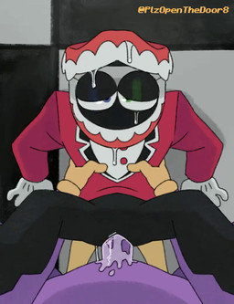 ambiguous_fluids anthro bodily_fluids checkered checkered_floor clothing drooling duo edging fur gloves hands_around_waist handwear heterochromia lidded_eyes looking_at_viewer male male/male on_ground penetration purple_body purple_fur red_clothing red_suit saliva suit sweat teardrop tears yellow_clothing yellow_gloves yellow_handwear plzopenthedoor8 glitch_productions the_amazing_digital_circus caine_(tadc) jax_(tadc) lagomorph leporid mammal rabbit animated loop no_sound short_playtime video