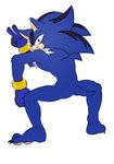 5_fingers anthro black_body black_fur blue_body blue_fur butt chest_tuft fingers fur gesture hand_gesture male muscular smile solo tuft v_sign noctobi sega sonic_the_hedgehog_(series) apex_the_hedgehog fan_character eulipotyphlan hedgehog mammal absurd_res hi_res