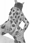 animal_print anthro anus female genitals giraffe_print horn nude ossicone pussy solo spread_pussy spreading tail groovebird giraffe giraffid mammal 2010 monochrome sketch