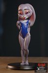 anthro camel_toe clothing female one-piece_swimsuit solo swimwear tongue tongue_out young gibly disney zootopia judy_hopps the_tease lagomorph leporid mammal rabbit hi_res