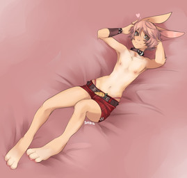 3_toes bdsm carrot clothed clothing collar digitigrade feet femboy food heart_symbol hindpaw looking_at_viewer lying male nipples on_back paws pink_clothing pink_thong pink_underwear plant skimpy slave solo thong toes topless underwear vegetable suto lagomorph leporid mammal rabbit