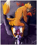 anthro anthro_on_anthro bodily_fluids border butt countershade_feet countershading dialogue duo feet foot_fetish foot_in_mouth foot_play fur grey_body grey_fur humanoid_feet interspecies looking_back lying male male/male on_back open_mouth orange_body orange_fur pawpads plantigrade rear_view saliva saliva_on_foot tail tail_pull text toes tongue white_body white_border white_fur saudax7 nintendo star_fox fox_mccloud wolf_o'donnell canid canine canis fox mammal wolf english_text hi_res