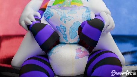 ageplay ambiguous_gender anthro bodily_fluids clothed clothing diaper diaper_fetish diaper_only diaper_sex dinorawrz_(diaper) duo footwear fur furniture genital_fluids infantilism kneeling legwear male pattern_clothing pattern_legwear roleplay sitting_on_another socks stockings striped_clothing stripes thigh_highs tinytails_(diaper) topless wearing_diaper white_body white_fur snubbyarts alberarts_(modeler) abuniverse dinorawrz tinytails_(abuniverse) necrun snubby hyena hyenid_(species) mammal wickerbeast 16:9 3d_(artwork) digital_media_(artwork) hi_res watermark widescreen