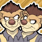 2_heads anthro conjoined duo eye_contact eyebrows looking_at_another male multi_head multifur n8otter raised_eyebrow smug yellow_eyes frankieancelotti mammal mustelid otter 1:1